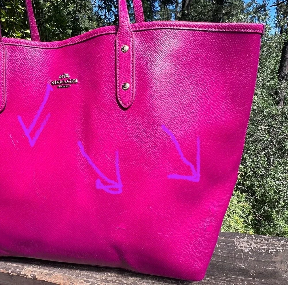 COACH City Tote Bright Violet PINK w Gold Hardware Womens Shoulder Bag AUTHENTIC - Picture 12 of 15